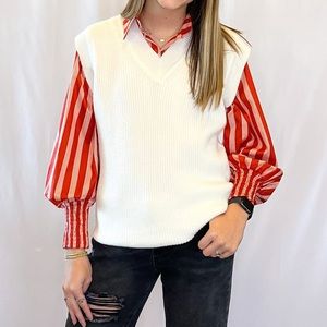 Boutique clothing sale. Ivory sweater vest.